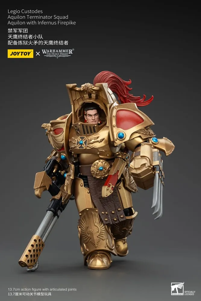 Warhammer The Horus Heresy Action Figure 1/18 Legio Custodes Aquilon Terminator Squad Aquilon with Infernus Firepike 14 cm